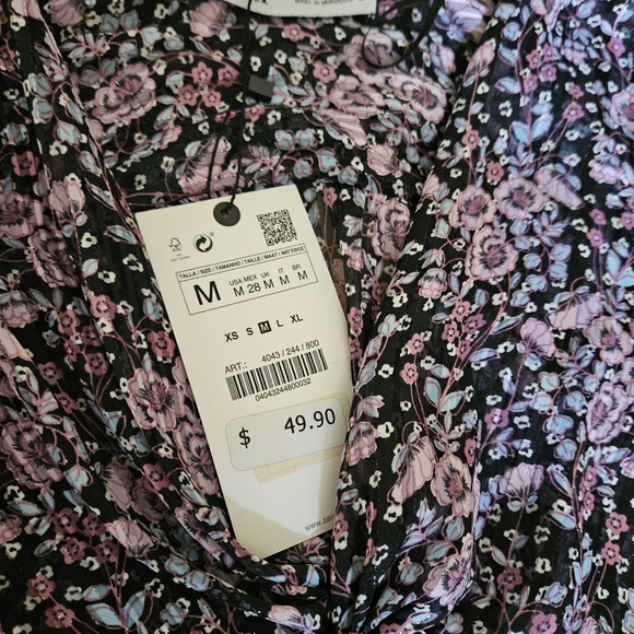 Zara Sheer Floral Knotted Front Crop - Picture 8 of 12